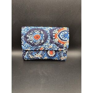 Vera Bradley marrakesh Trifold Wallet Blue And Orange Paisley And Floral